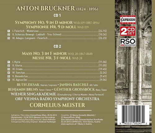 Cornelius Meister, Radio-Symphonieorchester Wien - Bruckner: Symphony No. 9 & Mass No. 3 (2016)