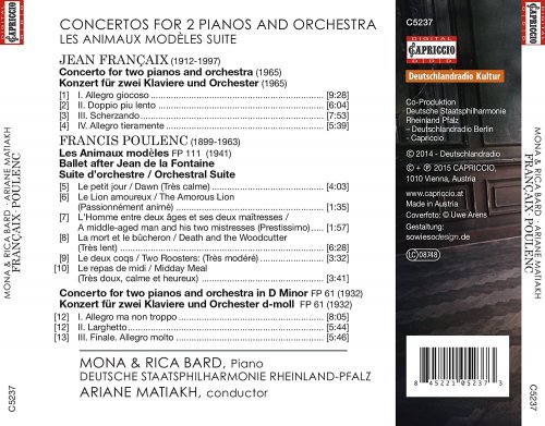Mona Bard, Rica Bard, Deutsche Staatsphilharmonie, Rheinland-Pfalz, Ariane Matiakh - Françaix & Poulenc: Concerto for 2 Pianos (2015)