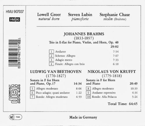 Lowell Greer - Brahms, Beethoven, von Krufft: Chamber Music with Horn (2006) CD-Rip