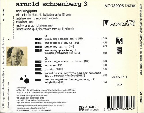 Litwin, Carey, Kakuska, Erben, Arditti String Quartet - Schoenberg 3: Chamber Music (1995)