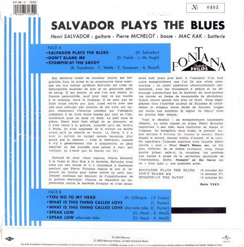 Henri Salvador - Salvador Plays the Blues (2003) LP