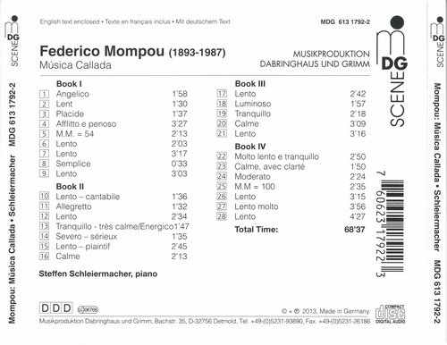 Steffen Schleiermacher - Mompou: Musica Callada (2013) CD-Rip