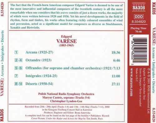 Christopher Lyndon‐Gee - Varese: Orchestral Works, Vol. 1 - Arcana / Integrales / Deserts (2001)