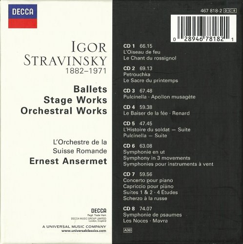 Ernest Ansermet - Stravinsky: Ballets, Stage Works, Orchestral Works (2001) [8CD Box Set]