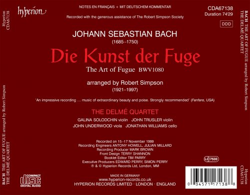 The Delme Quartet - Bach: The Art of Fugue arr. Robert Simpson (2000)