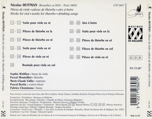 Watillon, Monteilhet, Vallin, Bertin, Chomienne - Nicolas Hotman: Pieces de viole, Pieces de theorbe, Airs a boire (2000) CD-Rip