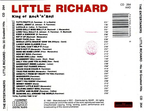 Little Richard – King Of Rock 'N' Roll - His 30 Greatest Hits (1990)