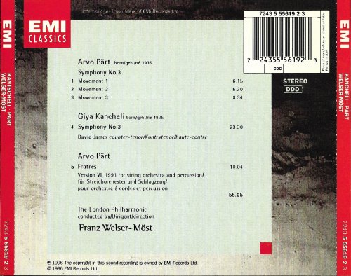 Franz Welser-Most, London Philharmonic Orchestra - Pärt: Symphony No. 3 & Frates / Kancheli: Symphony No. 3 (1996)