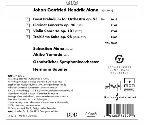 Sebastian Manz, Akiko Yamada, Osnabrücker Symphonieorchester, Hermann Bäumer - Hendrik Mann: Concertos (2013)