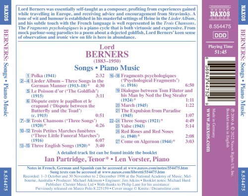 Len Vorster, Ian Partridge - Lord Berners: Songs & Piano Music (2022)