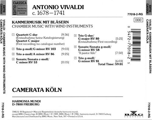 Camerata Koln - Vivaldi: Chamber Music with Wind Instruments (1986) CD-Rip