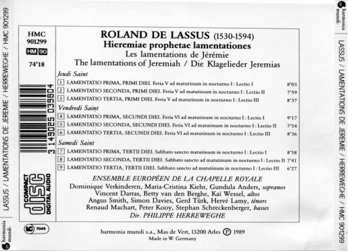 Philippe Herreweghe - Lassus: Hieremiae Prophetae Lamentationes (1989)