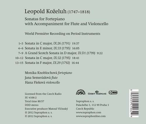 Monika Knoblochová, Jana Semerádová, Hana Fleková - Koželuh: Sonatas for Fortepiano, Flute and Cello (2012)