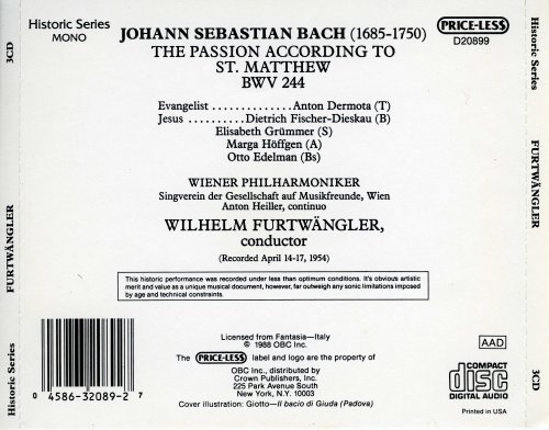 Wilhelm Furtwängler, Wiener Philharmoniker - J.S.Bach: The Passion According to St. Matthew (2008)