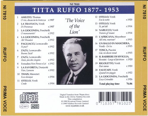 Titta Ruffo - Prima Voce (1990) CD-Rip