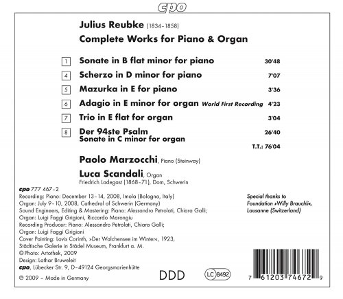 Paolo Marzocchi, Luca Scandali - Reubke: Complete Works for Piano and Organ (2009)