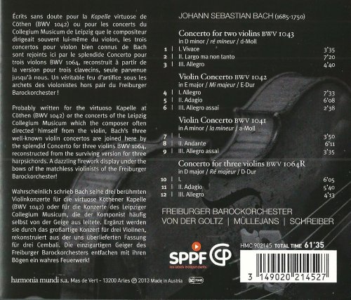 Freiburger Barockorchester, Gottfried von der Goltz - J.S. Bach: Violin Concertos (2013) CD-Rip