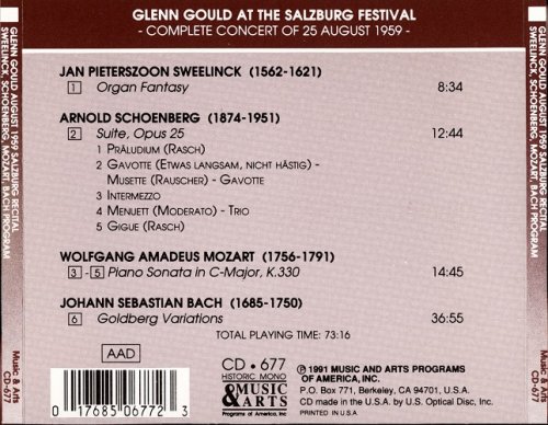 Glenn Gould - Salzburg Recital, 25 August 1959 (1991)