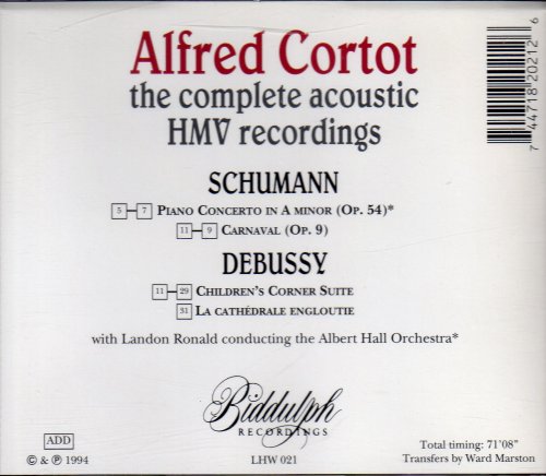 Alfred Cortot - The Complete Acoustic HMV Recordings (1994)