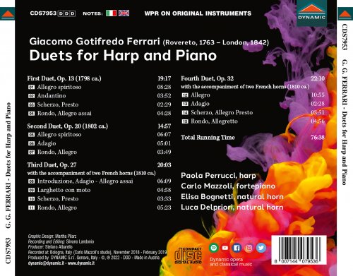 Carlo Mazzoli, Paola Perrucci, Elisa Bognetti, Luca Delpriori - Ferrari: Duets for Harp & Piano (2022) [Hi-Res]