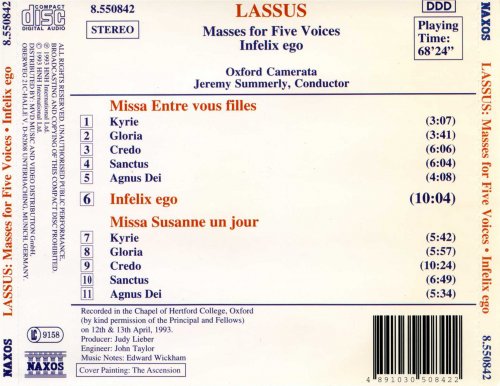 Oxford Camerata, Jeremy Summerly - Lassus: Masses for Five Voices & Infelix Ego (1993)