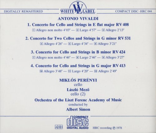 Miklós Perényi - Vivaldi: Cello Concertos (2008) CD-Rip