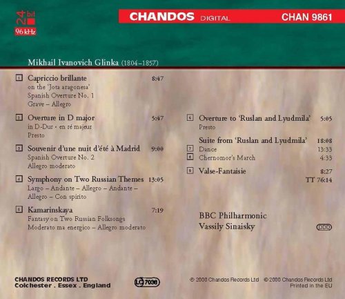 Vassily Sinaisky, BBC Philharmonic Orchestra - Glinka: Orchestral Works (2000) [Hi-Res]