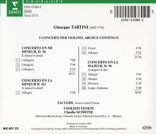 Uto Ughi, Claudio Scimone, I Solisti Veneti - Tartini: Violin Concertos (1994) CD-Rip