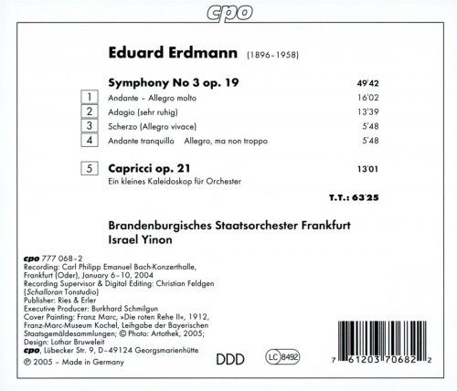 Brandenburgisches Staatsorchester Frankfurt, Israel Yinon - Erdmann: Symphony No. 3 / Capricci (2004)