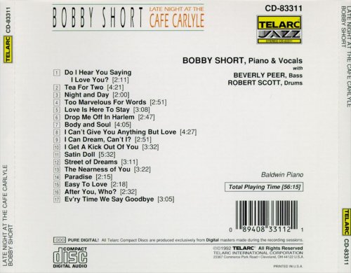 Bobby Short - Late Night at the Cafe Carlyle (1992)