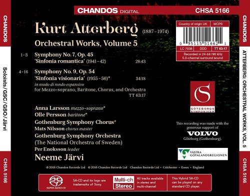 Neeme Järvi, Gothenburg Symphony Orchestra, Anna Larsson, Olle Persson, Gothenburg Symphony Chorus - Atterberg: Orchestral Works, Vol. 5 (2016) [Hi-Res]