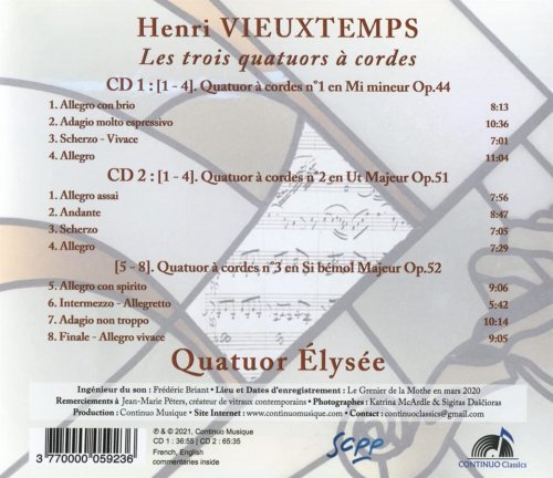 Quatuor Elysée - Henri Vieuxtemps - Les trois quatuors à cordes (2021) [Hi-Res]
