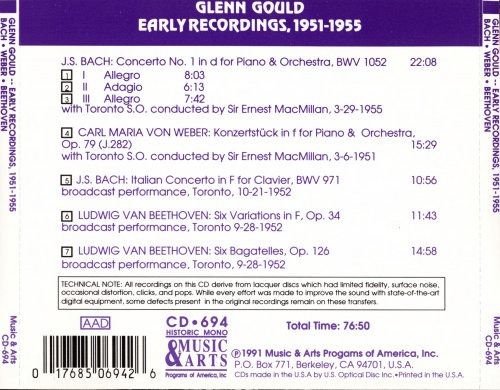 Glenn Gould - Early Recordings, 1951-1955 (1991)