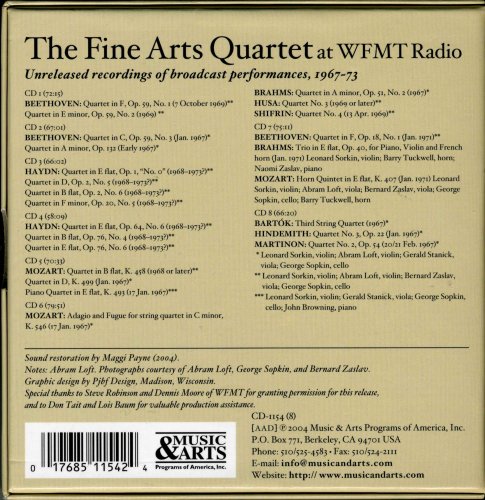 The Fine Arts Quartet at WFMT - Unreleased Recordings Of Broadcast performances, 1967-73 (2004) [8CD Box Set]