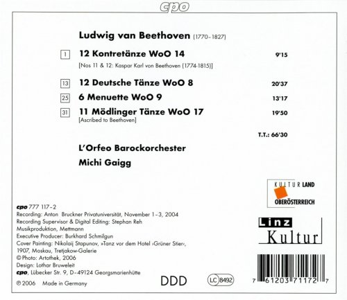 Michi Gaigg, L'Orfeo Barockorchester - Beethoven: 12 Country Dances - 12 German Dances - 6 Minuets - 11 Modling Dances (2006)