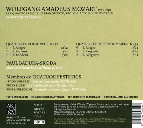 Quatuor Festetics and Paul Badura-Skoda - Mozart: Piano Quartets, K. 478 & K. 493 (1993)