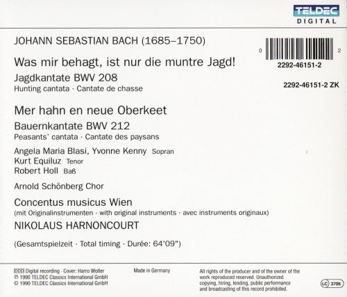 Concentus Musicus Wien, Nikolaus Harnoncourt - Bach: Hunting Cantata, Peasants' Cantata (1990) CD-Rip
