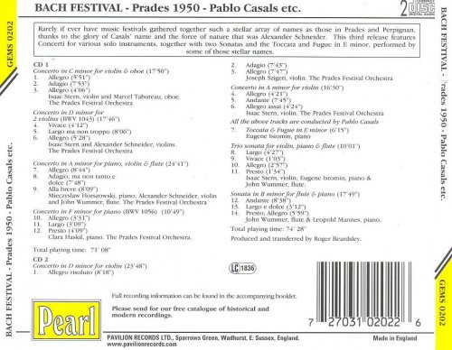Pablo Casals - Bach Festival: Prades 1950, Volume 3 (2003)