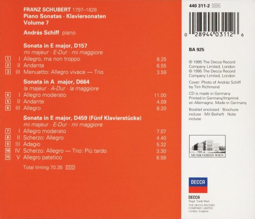 András Schiff - Schubert: Piano Sonatas, Vol. 7 (1995) CD-Rip