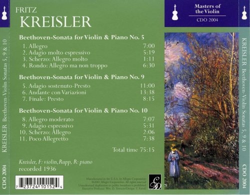 Fritz Kreisler - Beethoven: Violin sonatas 5, 9 & 10 (2001)