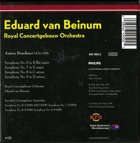 Eduard van Beinum - Bruckner: Symphonies 5,7,8,9 (2013)