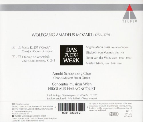Concentus musicus Wien, Nikolaus Harnoncourt - Mozart: Missa 'Credo', Litaniae de venerabili altaris sacramento (1992) CD-Rip