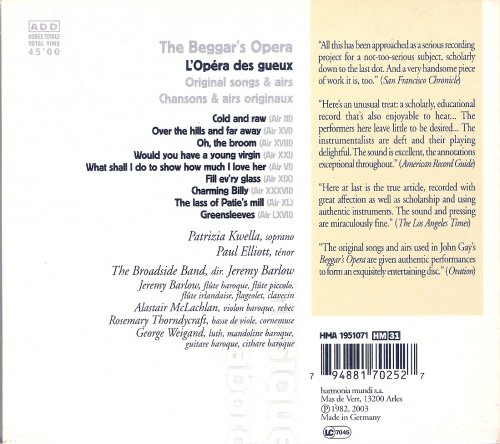 Patrizia Kwella, Paul Elliott, The Broadside Band, Jeremy Barlow - The Beggar's Opera (2003)