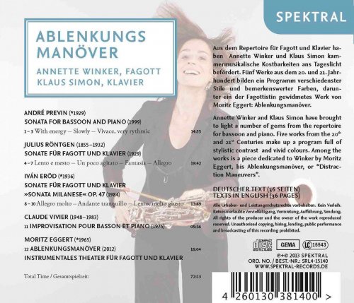 Annette Winker & Klaus Simon - Eggert, Eröd, Previn, Röntgen & Vivier: Eröd, Röntgen, Previn, Vivier & Eggert: Ablenkungsmanöver (2016) [Hi-Res]