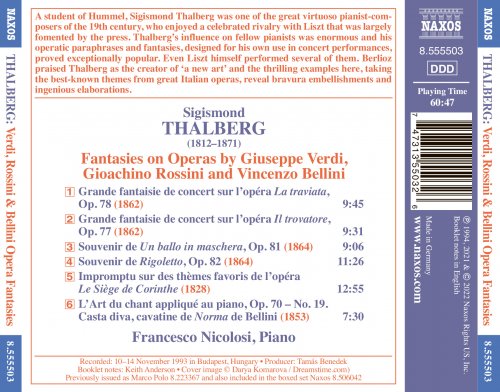 Francesco Nicolosi - Thalberg: Fantasies on Operas by Verdi, Rossini & Bellini (2022)