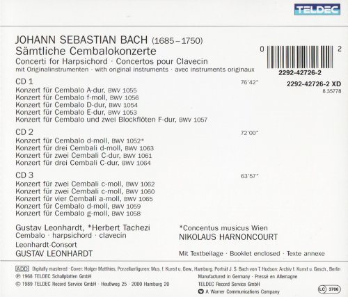 Concentus musicus Wien, Gustav Leonhardt - J.S. Bach: Concertos for Harpsichord (1989) CD-Rip