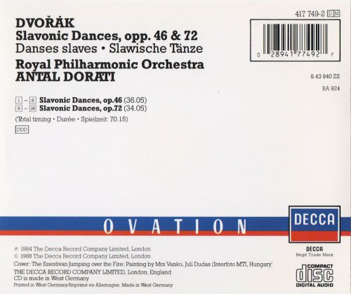 Royal Philharmonic Orchestra Antal Dorati - Dvořák: Slavonic Dances Op. 46 & 72 (1988) CD-Rip