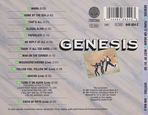 Genesis - Turn It On Again: Best Of  '81-'83 (1991) CD-Rip