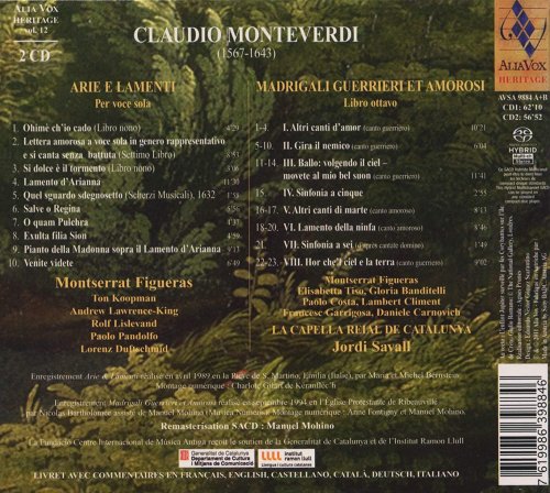 Montserrat Figueras, Jordi Savall, Ton Koopman, La Capella Reial de Catalunya - Monteverdi - Madrigali e lamenti (2011)