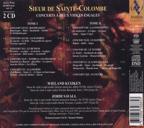 Jordi Savall & Wieland Kuijken - Sainte Colombe: Concerts à deux violes esgales (1994)